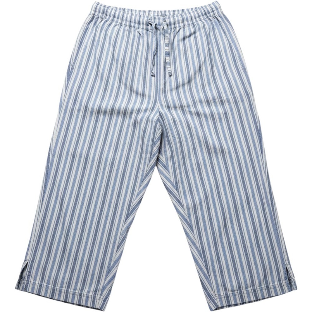 Liz Claiborne Pajama Pants Womens Large Blue Stripe Cotton Capri Sleepwear
